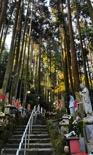 Path with Jizou statues at Mount Ikoma in Nara (Tour de Halloween en Nara, Japón / Nara Halloween tour)