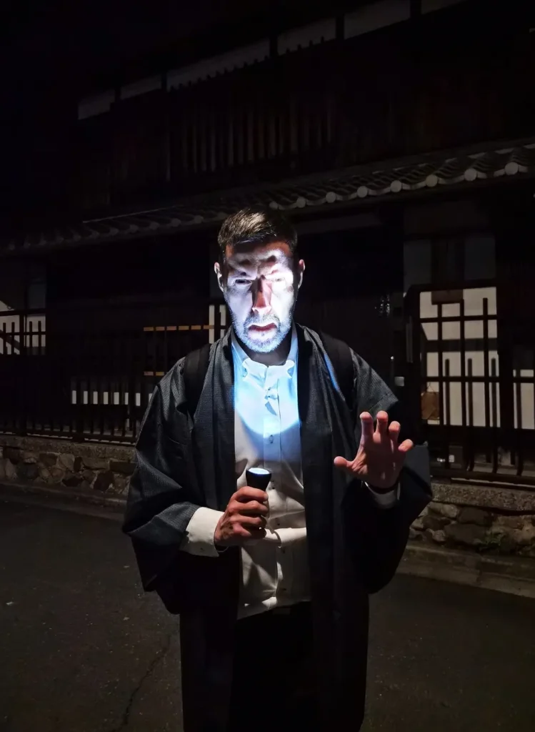 Claudio telling a scary story at Nara Ghost Walk